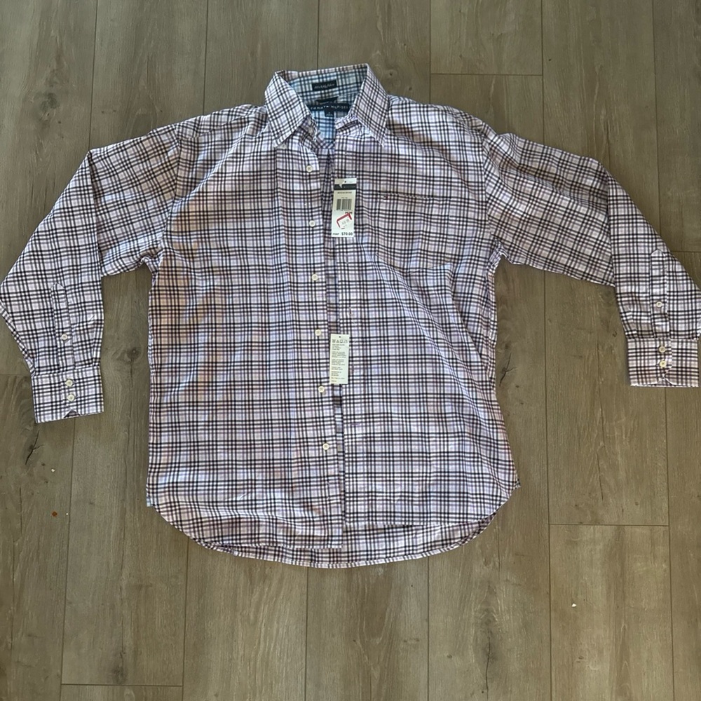 Tommy Hilfiger Mens Size M Purple Checked Cotton L/S Button Up Casual Shirt